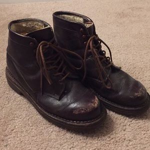 Vintage Leather Steel-Toed Combat Boots